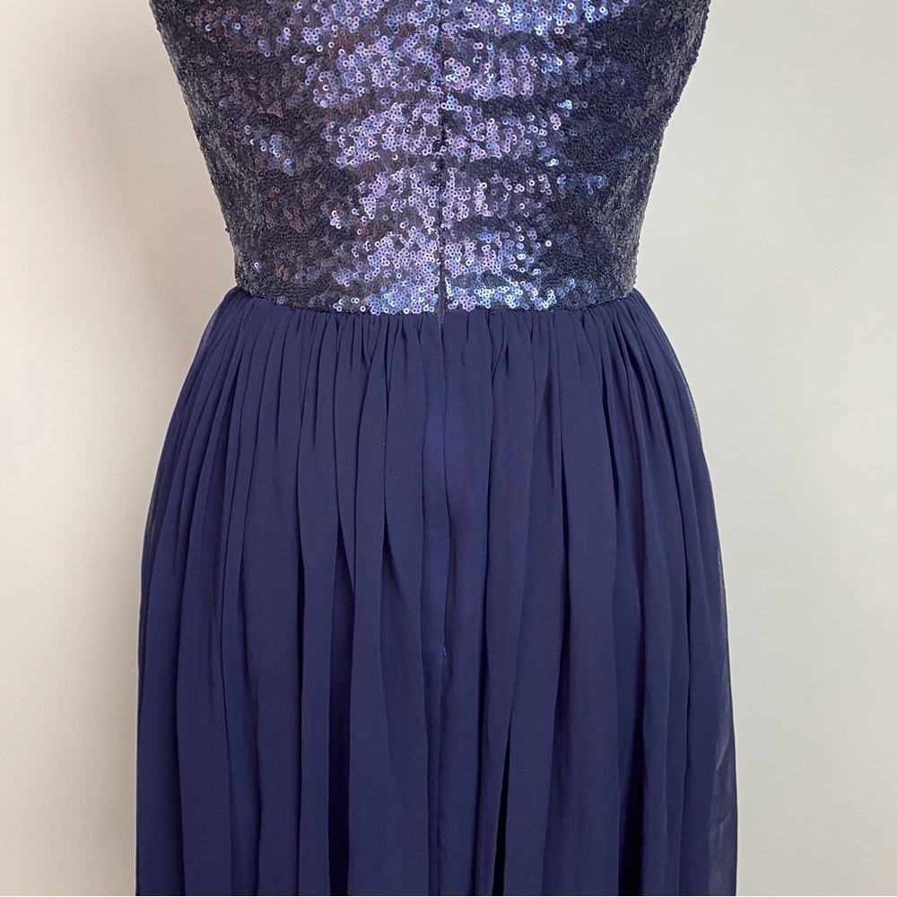 NWT DRESS the POPULATION Navy Blue Sequin Bodice TRACY Fit Flare Size Medium - Picture 14 of 16